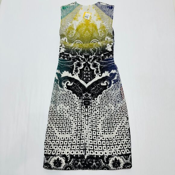 ETRO 44 US 8 Milano Tube Shift Dress Multi Silk Stretch Surplice Neck NWT $1540 - Picture 2 of 7
